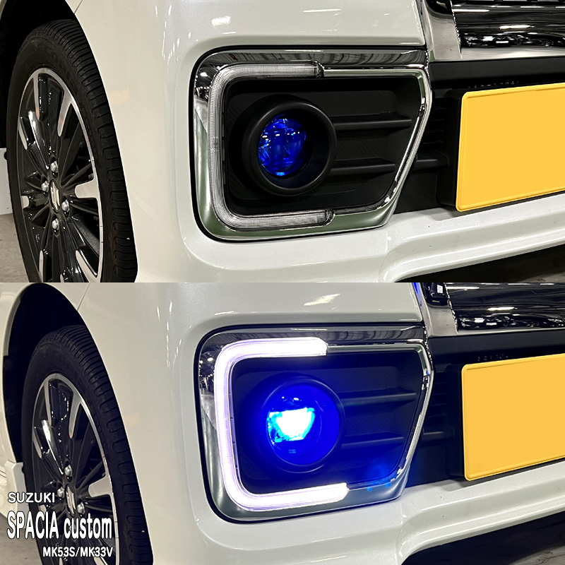 スペーシアカスタム MK53S フォグライトフィルム 施工イメージ