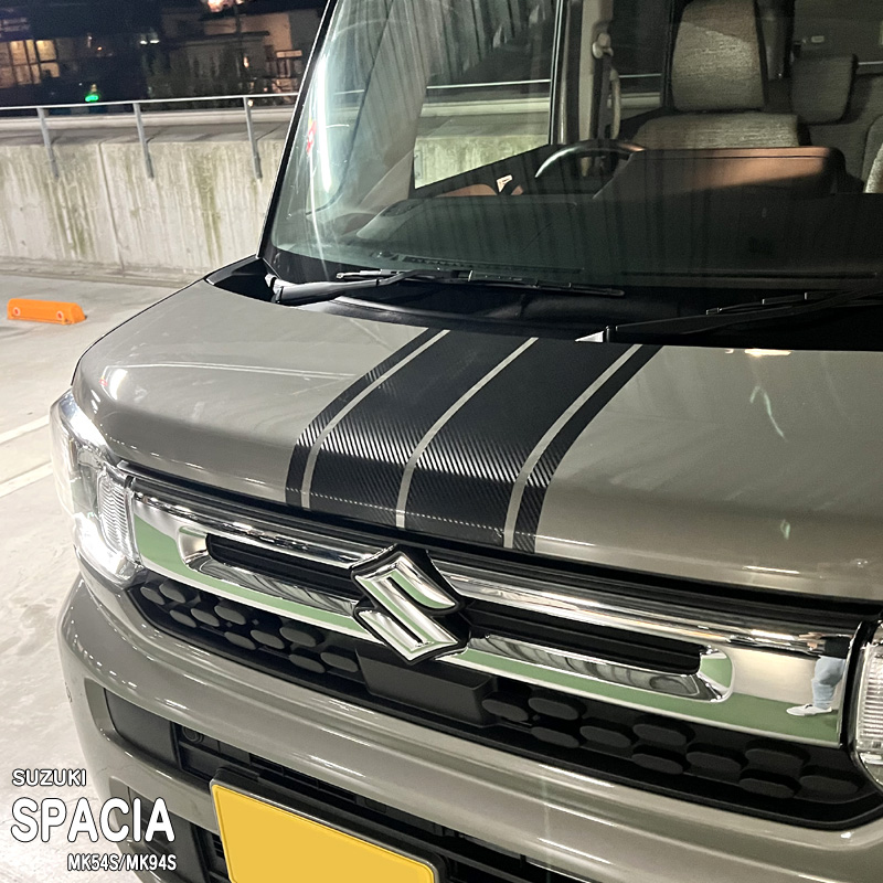 スペーシア MK54S レーシングストライプステッカー 施工イメージ